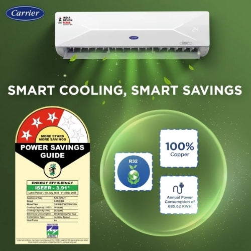 CARRIER 1.5 TON 3 STAR INVERTER SPLIT AC 19K XCEL LUMO FXI 3S (1.5 TON,3 STAR)