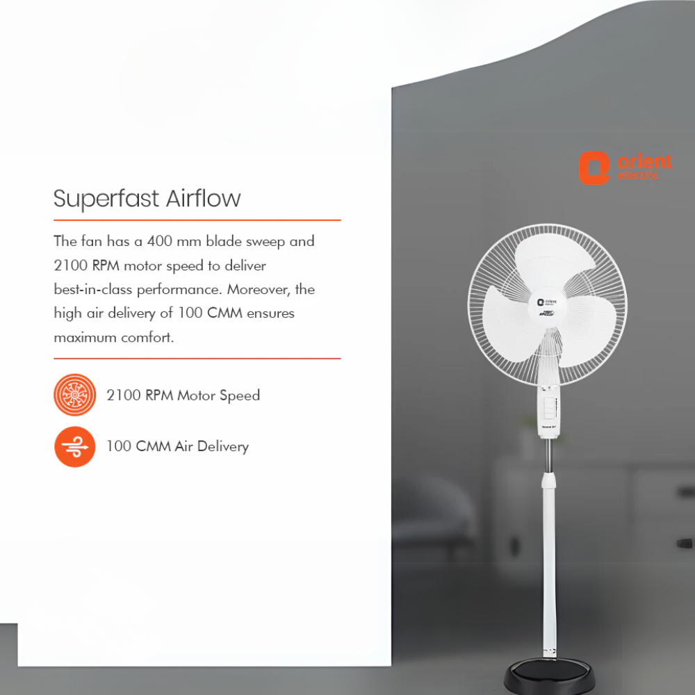 High Speed Fan Rpm 400MM STAND 37 HIGH SPEED PEDESTAL FAN