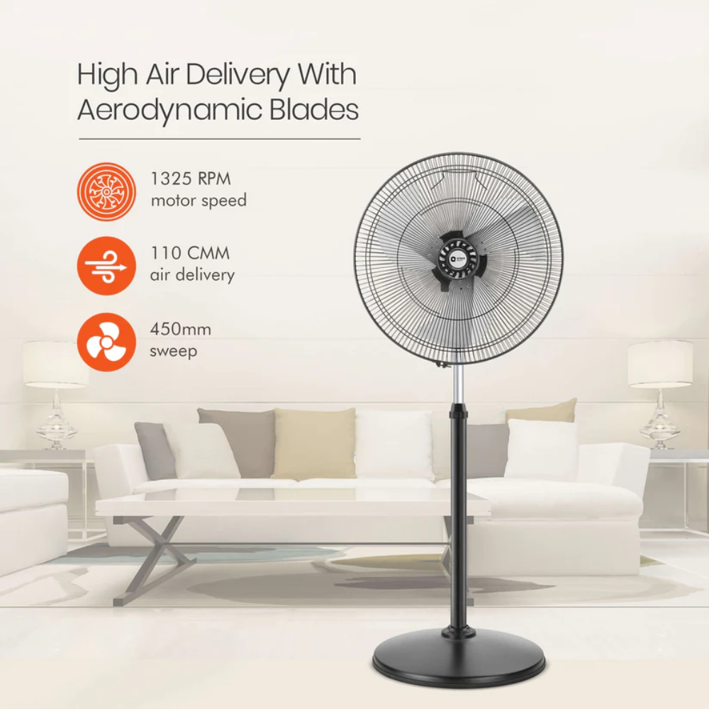 TORNADO-II 450MM PEDESTAL FAN BLACK