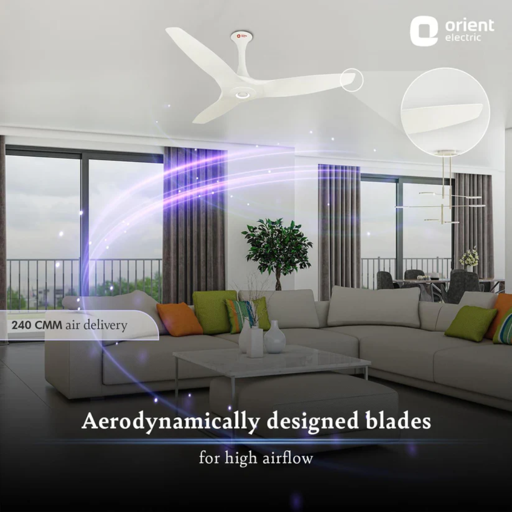 AEROQUIET PREMIUM SILENT CEILING FAN 1230MM DAYTONE ORBES WHITE