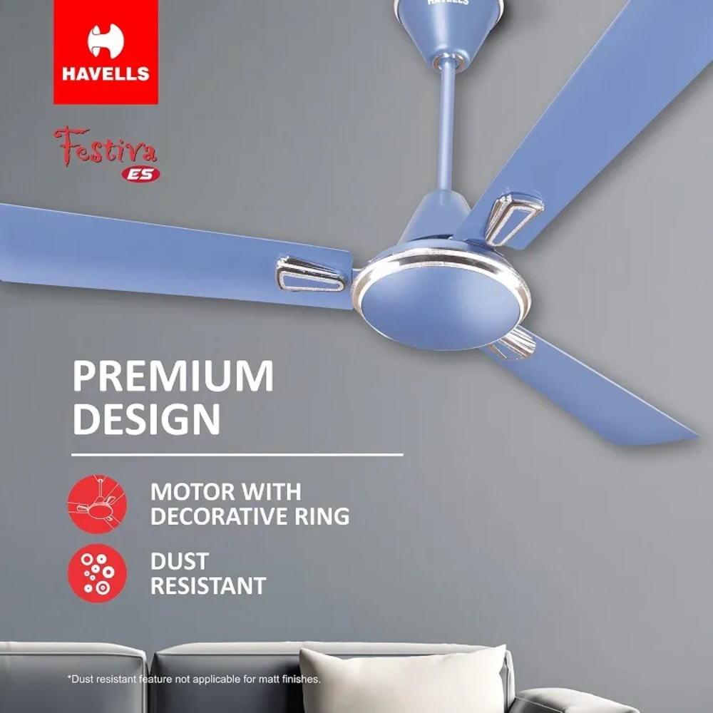 Festiva ES Decorative Ceiling Fan - Ocean Blue Silver
