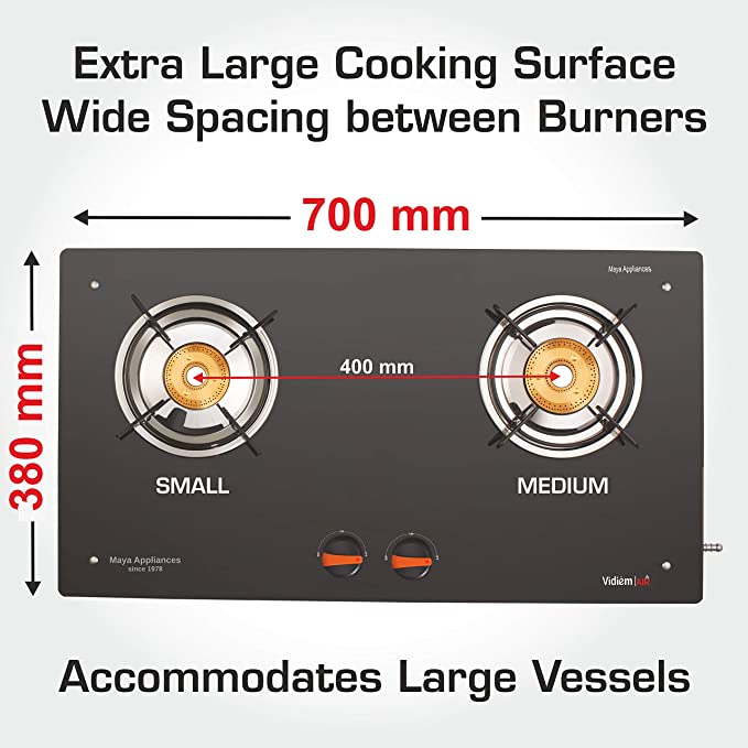 Vidiem GS G2 120 A AIR Plus 2 Burner Frameless Gas Stove (Orange), Glass, Manual