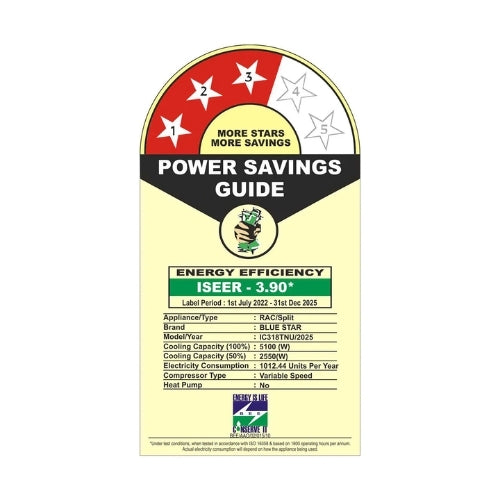 BLUESTAR 1.5 TON 3 STAR INVERTER SPLIT AC IC318TNU (1.5 TON,3 STAR)
