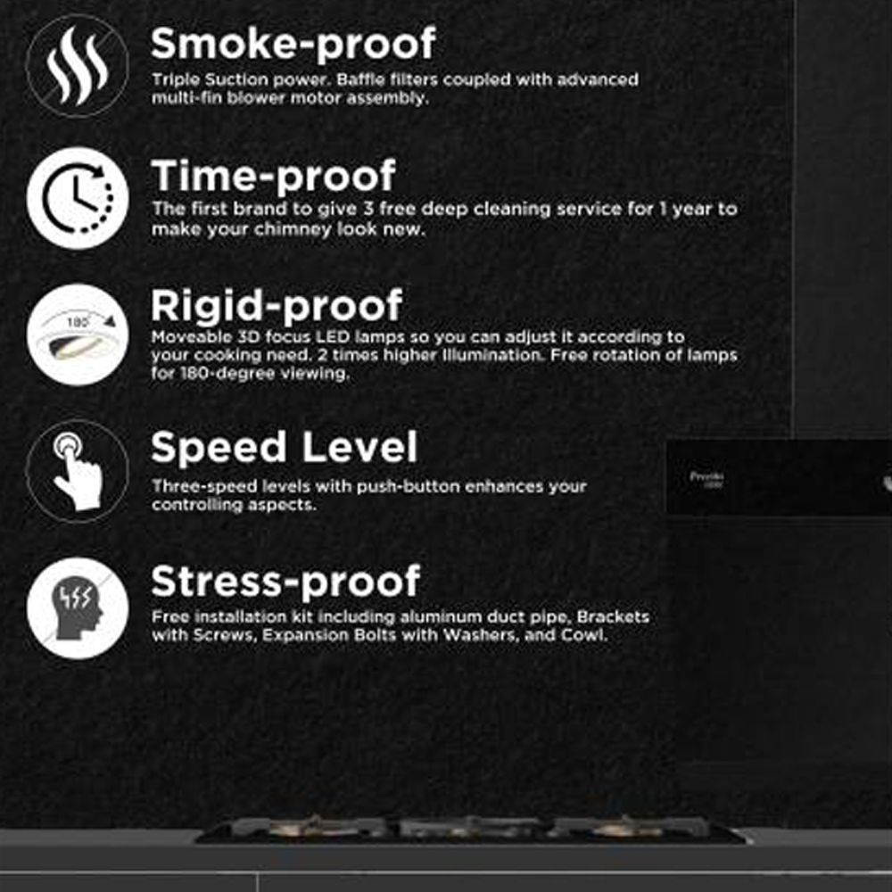 PREETHI CHIMNEY KH-212 (V TYPE) ALUMINIUM DUCT 90CM